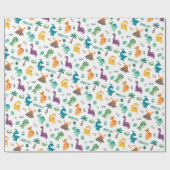 Cute Baby Dino patroon Kinderen Birthday Party Cadeaupapier (Vlak)