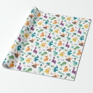Cute Baby Dino patroon Kinderen Birthday Party Cadeaupapier