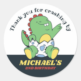 Cute Baby Dinosaur and Egg Kids Birthday Party Ronde Sticker