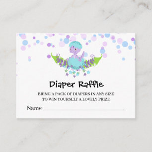 *~* Cute Baby Dinosaur Baby shower Diaper Raffle Informatiekaartje