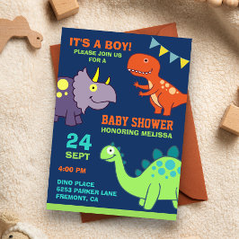 Cute Baby Dinosaur Baby shower Invitation Kaart