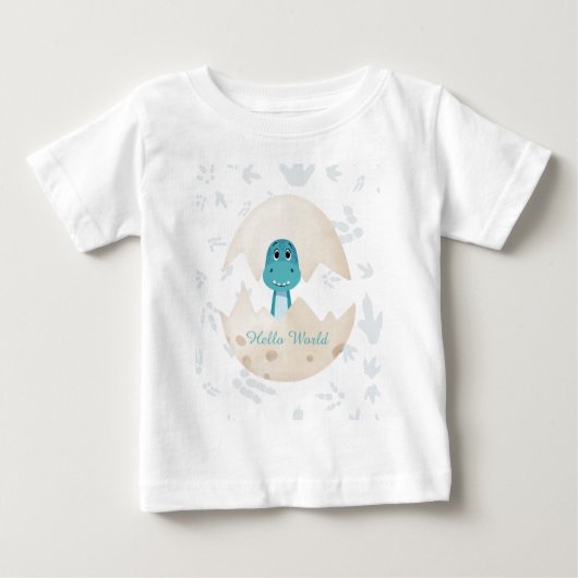 Cute Baby Dinosaur Barst Uit Hello World (Voorkant)