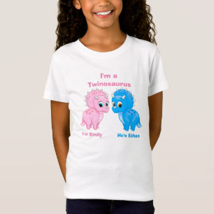 Cute Baby Dinosaur Fraternal Twins Persoonlijk T-shirt