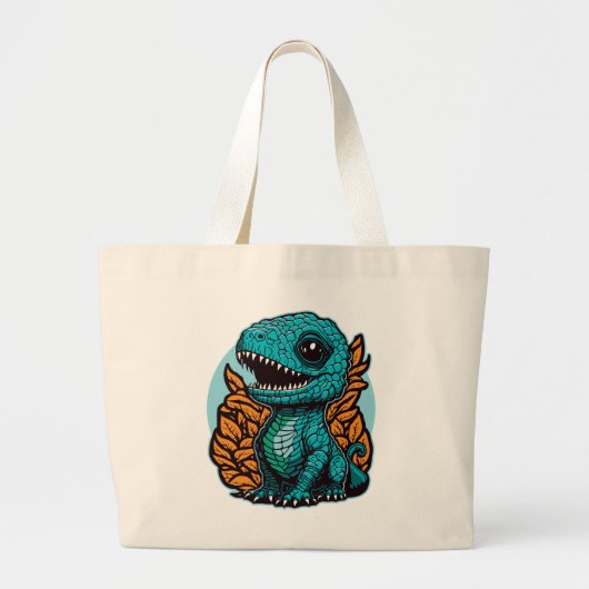 Cute Baby Dinosaur Grote Tote Bag (Voorkant)