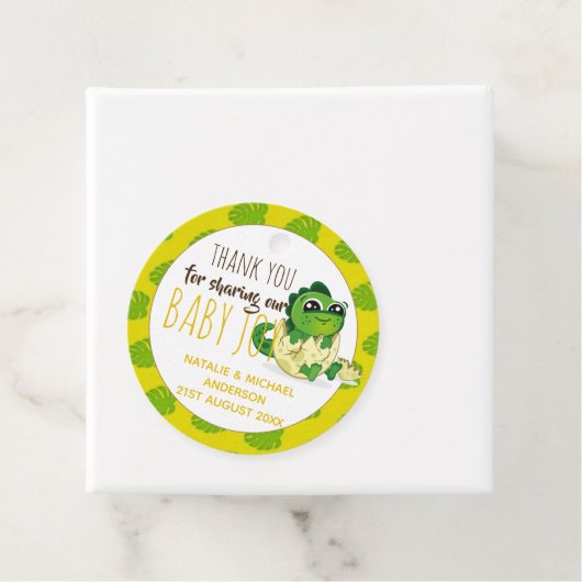 Cute Baby Dinosaur Hatching Shower Party Jurassic Bedankjes Labels (In situ)