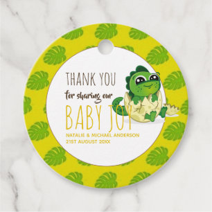 Cute Baby Dinosaur Hatching Shower Party Jurassic Bedankjes Labels