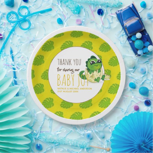 Cute Baby Dinosaur Hatching Shower Party Jurassic Papieren Bordje (Feest)