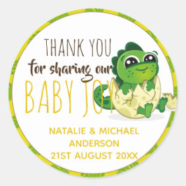 Cute Baby Dinosaur Hatching Shower Party Jurassic Ronde Sticker