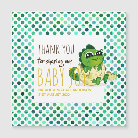 Cute Baby Dinosaur Hatching Shower Party Polkadot (Voorkant)