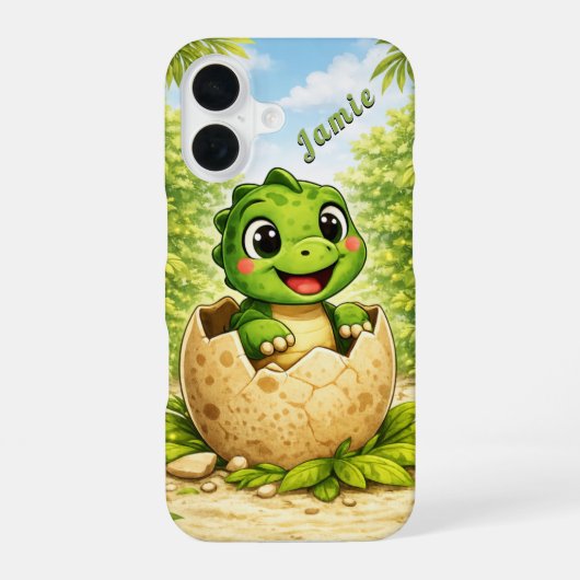 Cute Baby Dinosaur Hatchling iPhone 16 Hoesje (Achterkant)