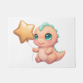 Cute Baby Dinosaur Holding Star Balloon Deurmat (Voorkant)