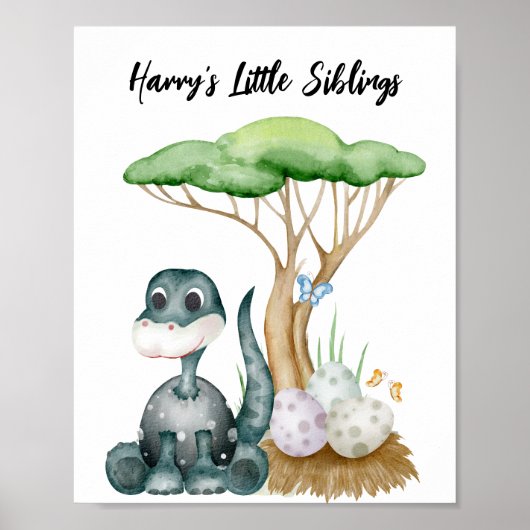 Cute Baby Dinosaur met z'n kleine brokjes Poster (Voorkant)