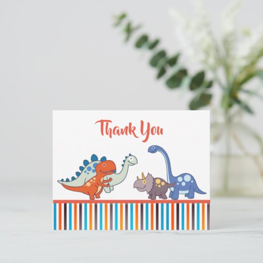 Cute Baby Dinosaur Pattern Gepersonaliseerd Dank u Briefkaart (Staand voorkant)