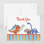Cute Baby Dinosaur Pattern Gepersonaliseerd Dank u Briefkaart (Voorkant / Achterkant)