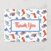 Cute Baby Dinosaur Pattern Gepersonaliseerd Dank u Briefkaart (Voorkant)