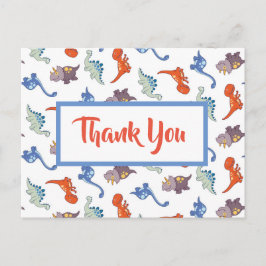 Cute Baby Dinosaur Pattern Gepersonaliseerd Dank u Briefkaart