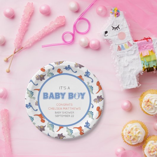 Cute Baby Dinosaur Pattern Print Papieren Bordje (Feest)