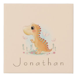 Cute Baby Dinosaur Personalized Imitatie Canvas Print