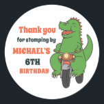 Cute Baby Dinosaur Ride Bike Kids Birthday Party Ronde Sticker<br><div class="desc">Kute party gunsten voor kinderen,  jongens of meisjes die van dinosaurussen houden en t-rex. Ideaal voor kinderen op verjaardagsfeestje,  feestvieren en dankjewel op het label. U kunt de tekst voor baby shower of andere gelegenheid en partij ook aanpassen.</div>