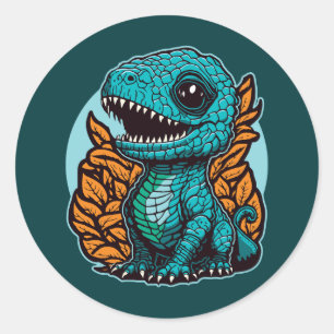 Cute Baby Dinosaur Ronde Sticker