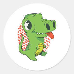 CUTE BABY DINOSAUR RONDE STICKER