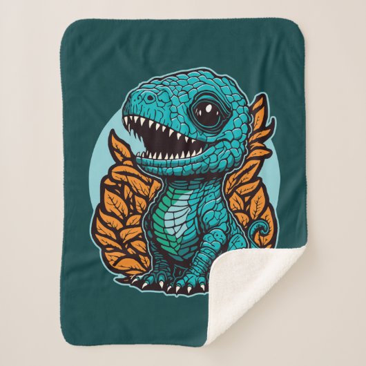 Cute Baby Dinosaur Sherpa Deken (Voorkant)