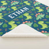 Cute Baby Dinosaur T-Rex Stegosaurus Persoonlijk Sherpa Deken (3/4)