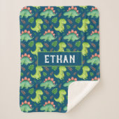 Cute Baby Dinosaur T-Rex Stegosaurus Persoonlijk Sherpa Deken (Voorkant)