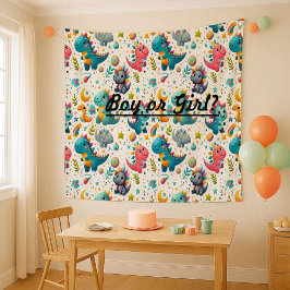 Cute Baby Dinosaur Teal Kinderkamer Dino Wandtapij Wandkleed