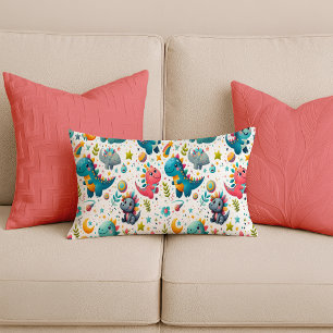 Cute Baby Dinosaur Teal Kinderkamer Kussen Lendens