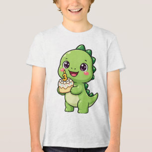 Cute Baby Dinosaur Verjaardagsshirt - Groene Dino Tri-Blend Shirt