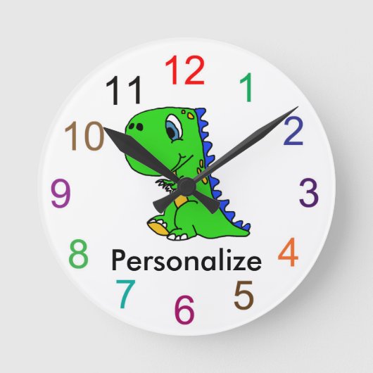 Cute baby dinosaur wandklok (Voorkant)