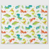 Cute Baby Dinosaur Wrapping Paper Cadeaupapier (Vlak)
