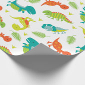 Cute Baby Dinosaur Wrapping Paper Cadeaupapier (Hoek)