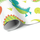 Cute Baby Dinosaur Wrapping Paper Cadeaupapier (Rol Hoek)