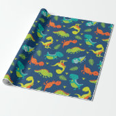 Cute Baby Dinosaurs Cadeaupapier (Uitgerold)