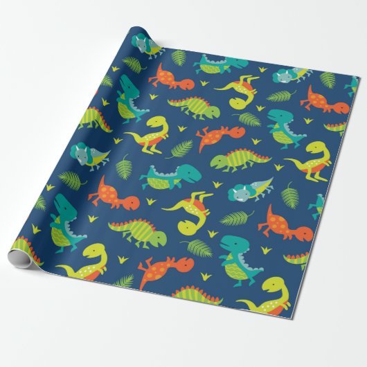 Cute Baby Dinosaurs Cadeaupapier (Uitgerold)