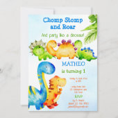 Cute Baby dinosaurs peuterfeest Kaart (Voorkant)