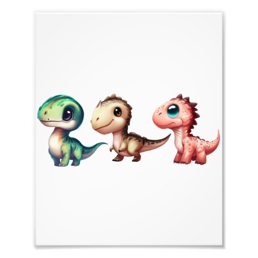 Cute Baby Dinosaurus Illustratie Foto Afdruk (Voorkant)