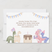 Cute Baby dinosaurussen en Cake Child Birthday Kaart (Achterkant)