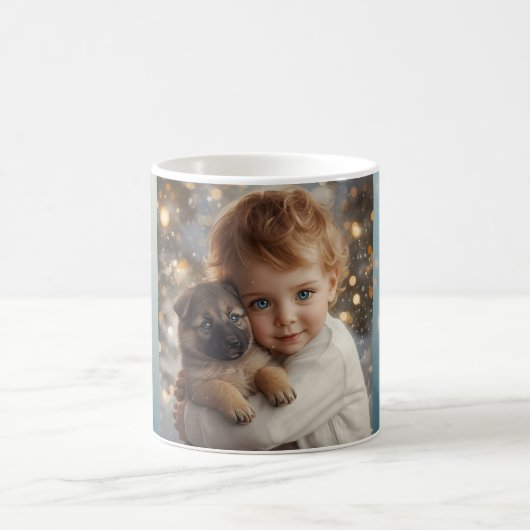 Cute Baby & Dog Christmas Mug Koffiemok (Center)