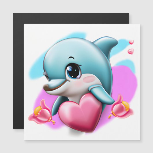 Cute Baby Dolphin met Valentijns hart (Voorkant / Achterkant)