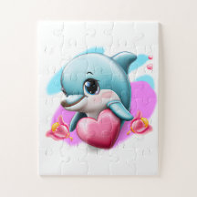 Cute Baby Dolphin met Valentijns hart