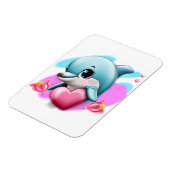 Cute Baby Dolphin met Valentijns hart Magneet (Linkerzijde)