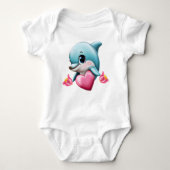 Cute Baby Dolphin met Valentijns hart Romper (Voorkant)