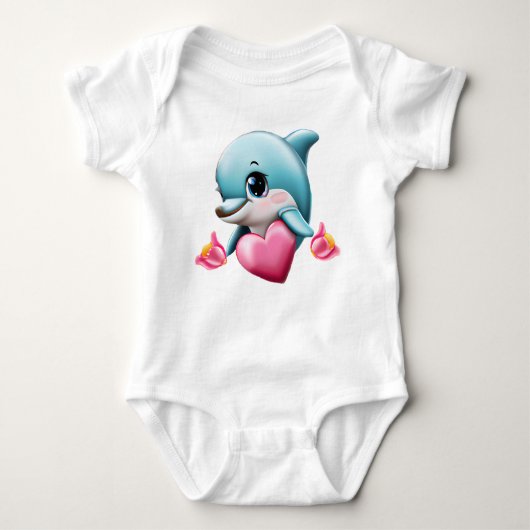 Cute Baby Dolphin met Valentijns hart Romper (Voorkant)