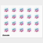 Cute Baby Dolphin met Valentijns hart Ronde Sticker (Vel)