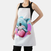 Cute Baby Dolphin met Valentijns hart Schort (Insitu)
