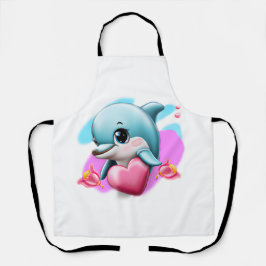 Cute Baby Dolphin met Valentijns hart Schort