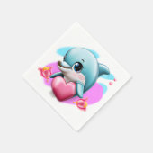 Cute Baby Dolphin met Valentijns hart Servet (Hoek)